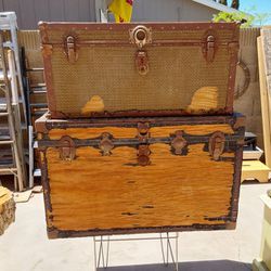 Two Antique Trunks for Stacking Display - $65 for Both Together