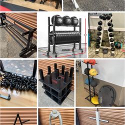 Gym/Fitness Equipment: Olympic Bumper Weight Plate Dumbbell Leg Press Squat Rack Smith Machine Bench Power Bar, Barbells