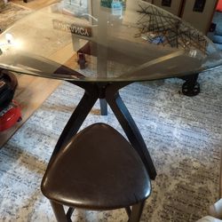 Glass Bar Height Table And Stool