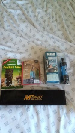 4-Piece Emergency Survival & Camping Kit Lot (Sawyer Filter, Blade, Saw)