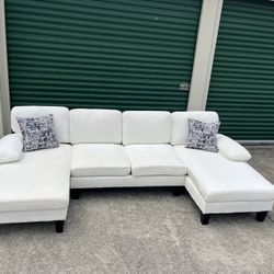 New White Double Chaise Sectional! Free Delivery