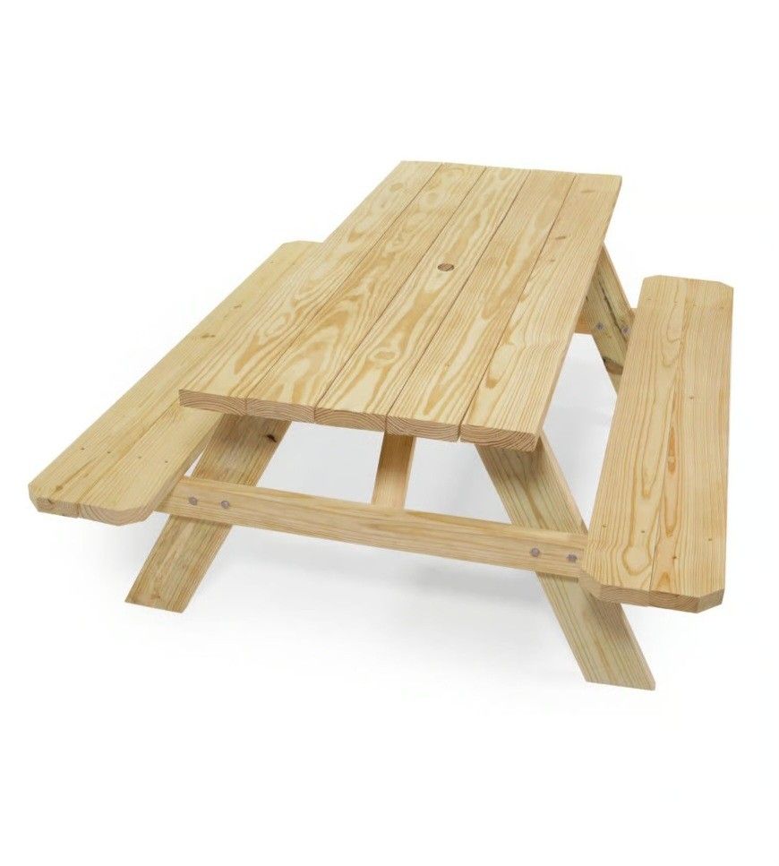 PICNIC TABLE WITH CHAIR DELUXE WOOD Seats 6 Adults. (THIS IS A KIT INCLUDES EVERYTHING YOU NEED)