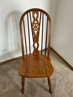 Six classic wooden chairs