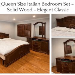 Queen Size Italian Bedroom, Set Solid Wood