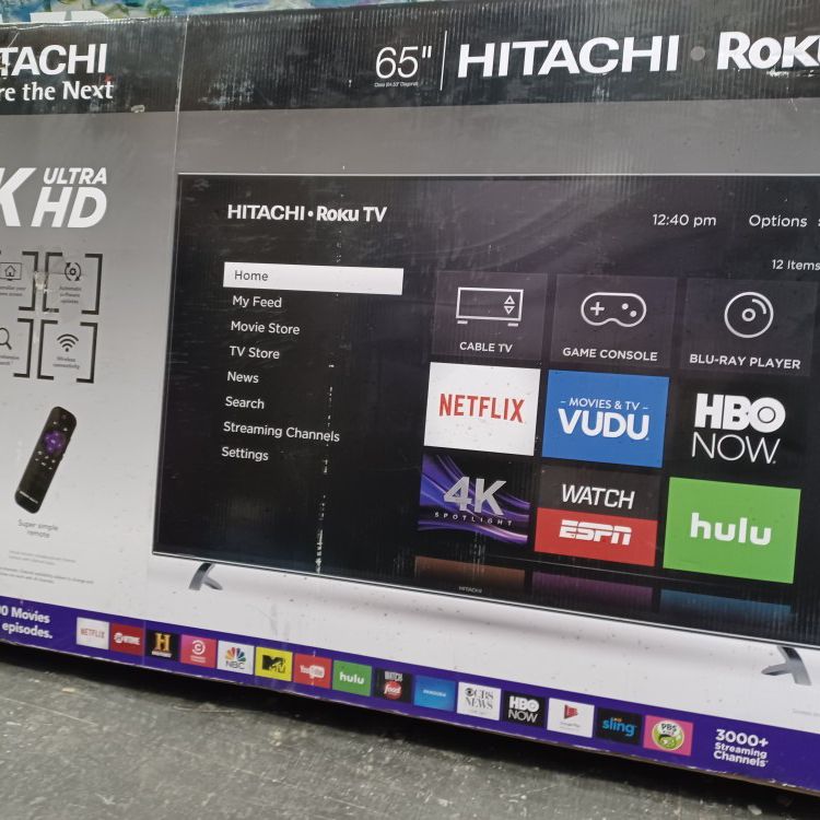 65" Screen Led Smart 4k By Hitachi With Roku Streaming.  Endless Entertainment 