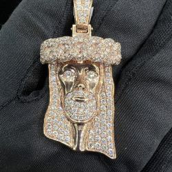 Jesus Head Natural Diamonds 14k Rose Gold Pendant