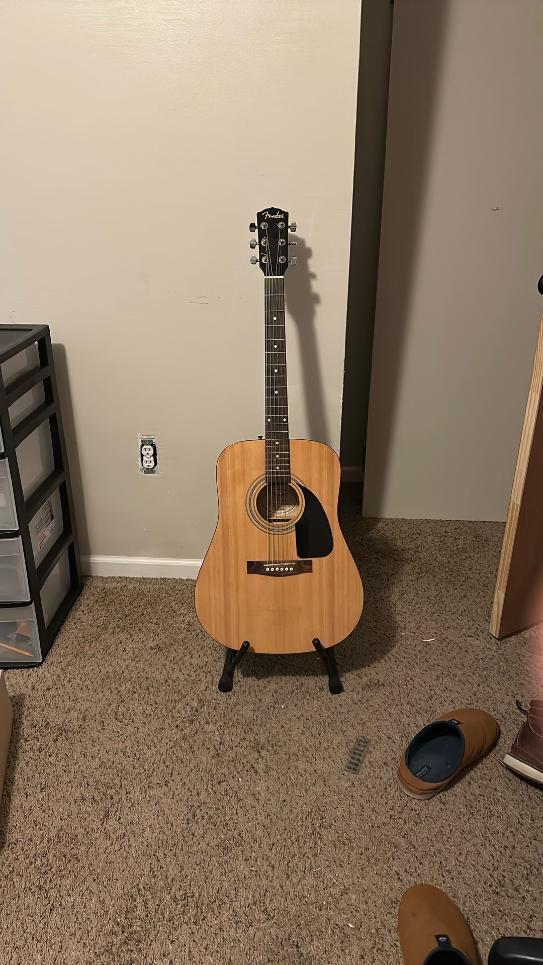 Used Fender Acoustic Guitar And Stand
