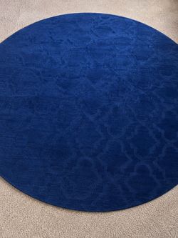 9’ Round Navy Wool Rug