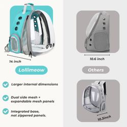 Pet Carrier Backpack, Bubble Backpack Carrier, Cats and Puppies,Airline-Approved, Designed for Travel, Hiking, Walking & Outdoor Use (Green-Front Expa