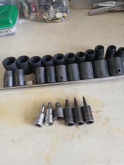 Greatneck and kobalt  impact sockets plus 6 misc