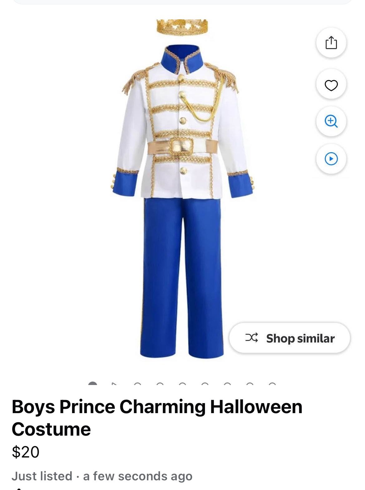 Boys Halloween Costume Prince Charming
