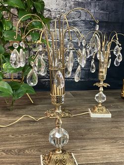 Vintage Boho Hand Cut Crystal TABLE LAMP