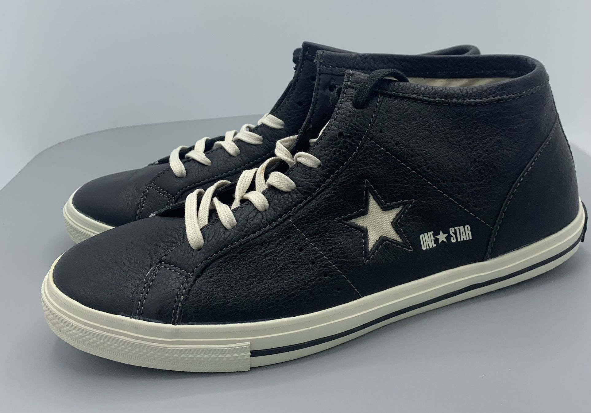 Converse One Star Pro Black Leather Mid Top Shoes UNISEX 125286C Size M 9.5 W 11