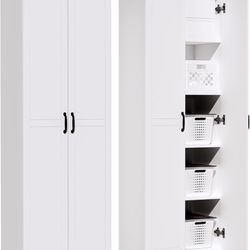 71" Tall Pantry Cabinet/Storage Cabinet, Wood Cupboard with 2 Door and 3 Adjustable Shelves for Kitchen, Dining Room, Living Room, Bathroom (Style 2)