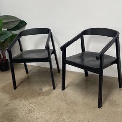 2 Dining Chairs - Black Wooden Accent