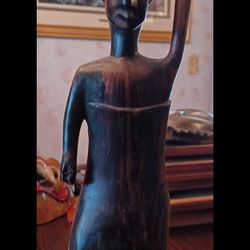 Ebony African Woman Statue 
