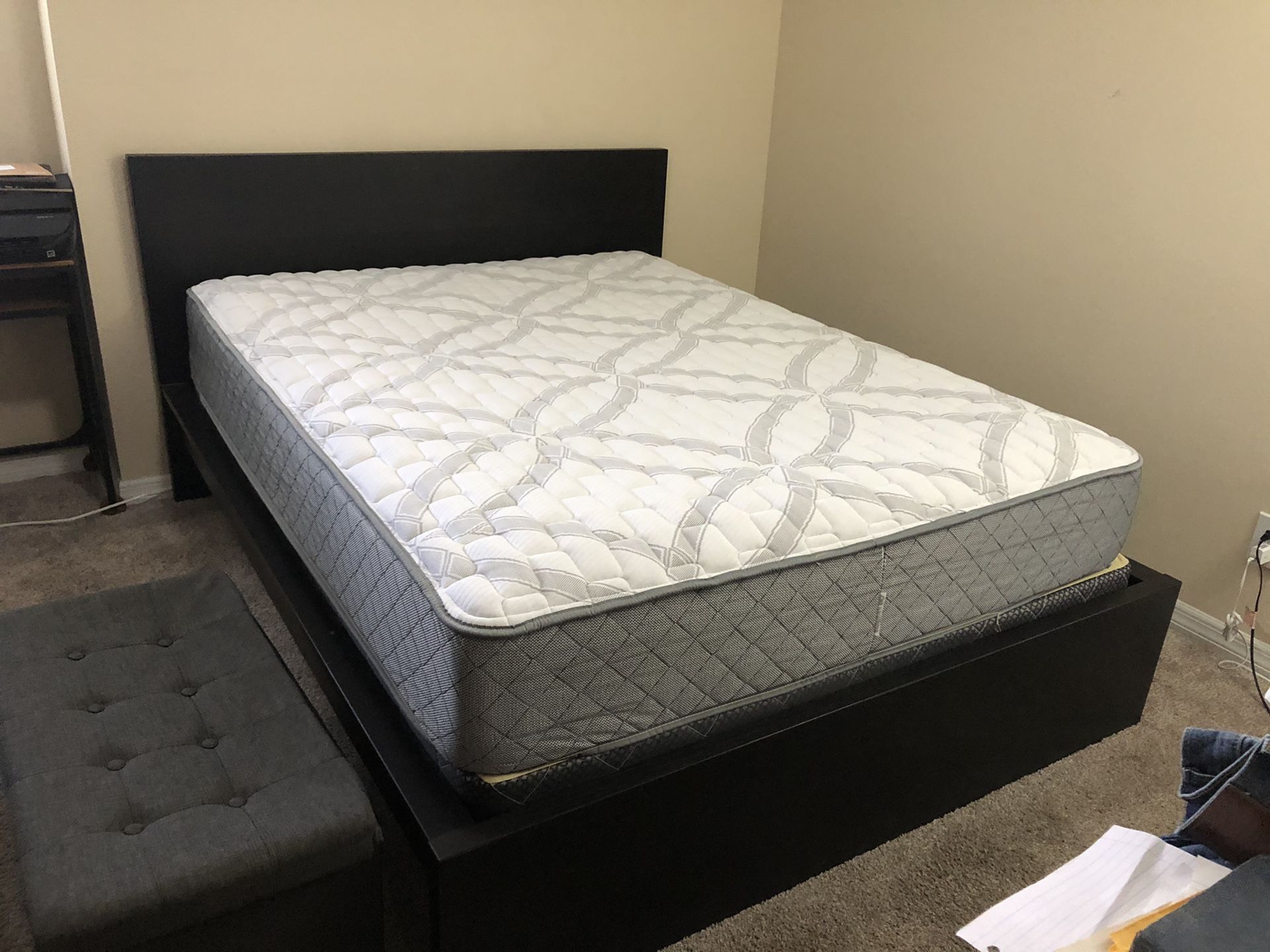 IKEA and BJ’s:Queen Mattress, spring box, and bed frame.