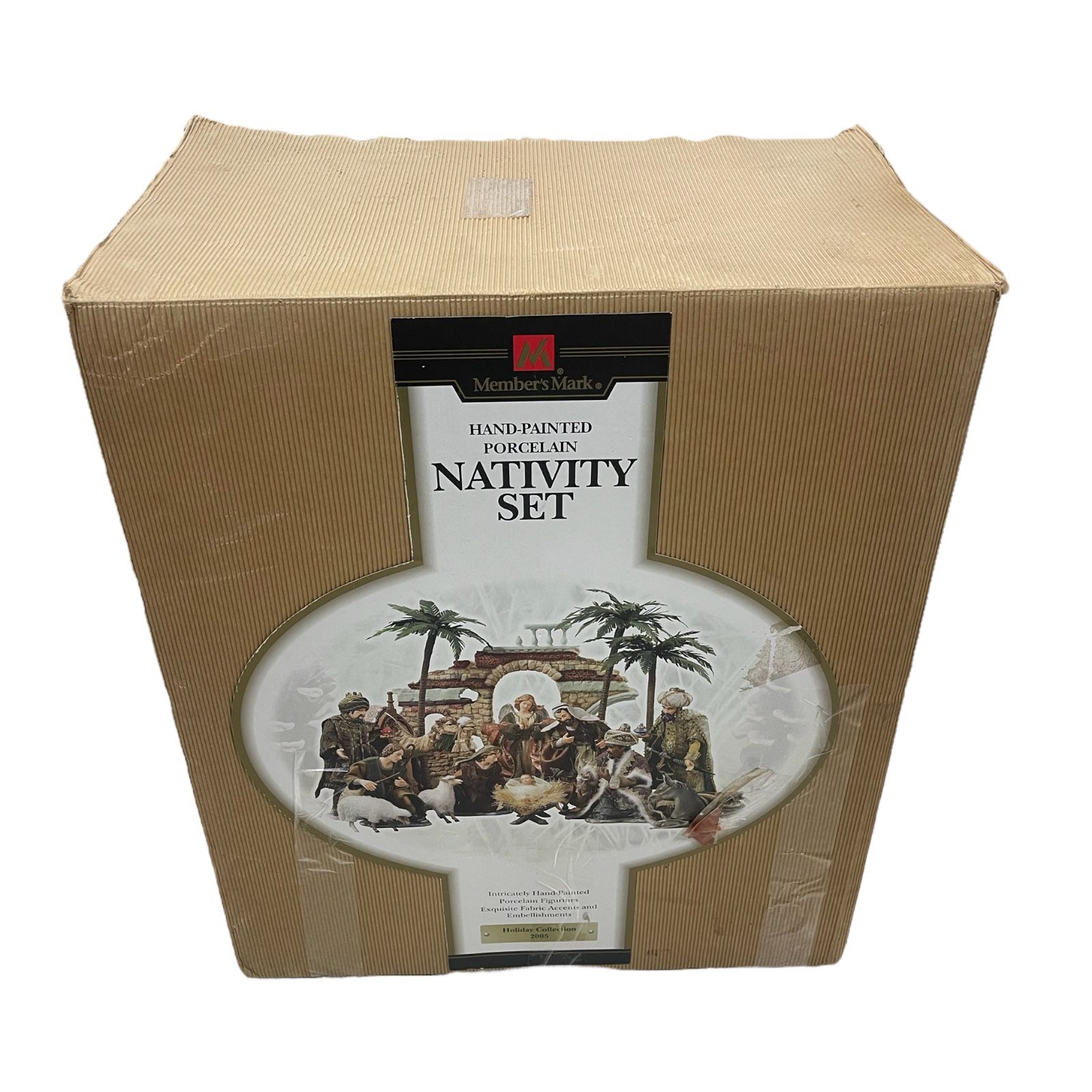 Members Mark 2005 Large 17 Piece Hand Painted Porcelain Nativity Set Complete Amazing Rare Christmas
