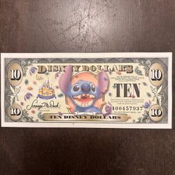 Stitch $10 Bill. Disney 50th Anniversary 