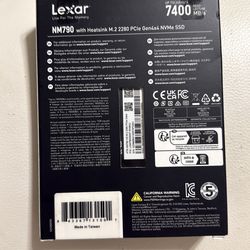 Lexar 4TB NM790 SSD with Heatsink PCle Gen4 NVMe M.2 2280 Internal Solid State Drive, Up to 7400/6500 MB/s Read/Write, Compatible with PS5, for Gamers