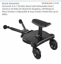 Universal 2-in-1 Stroller Board with Detachable Seat | Stand or Sit Ride-On Board for Bugaboo, UPPAbaby & Most Strollers | Adjustable & Easy Install |