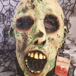 Don Post Studios classic Green Corpse Mask Full Head Latex Rotted Corpse W/ Faux Hair Mask New


