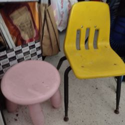 $20 For 4 Little Toddler's Chairs Children's Chairs Ikea Pink Stool Yellow School Chair Blue Adirondack And 80-year-old Wood Corner Chair