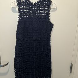 Navy Blue Crochet Lace Dress, Size M