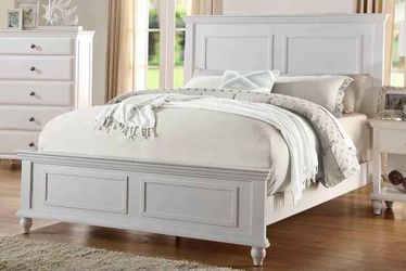 White Wood Panel Bed Frame