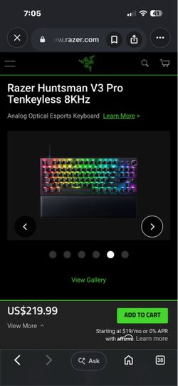 Razer Huntsman V3 Pro Tenkeyless 8KHz Keyboard