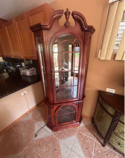 Cherry Wood Corner Curio Display Cabinet
