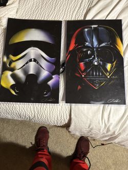 2 Laminated Star Wars Posters With Autograph