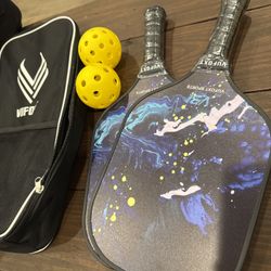 NEW Vufox Pickleball Paddles Set of 2 with Balls and Bag