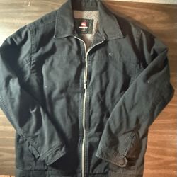 Quicksilver Sherpa Lined Bomber Utility Jacket Black Size Large Full Zip Warm