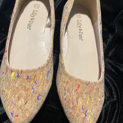 NWOT Lily & Dan Girl’s Size 13 Cork And Confetti Ballet Flat