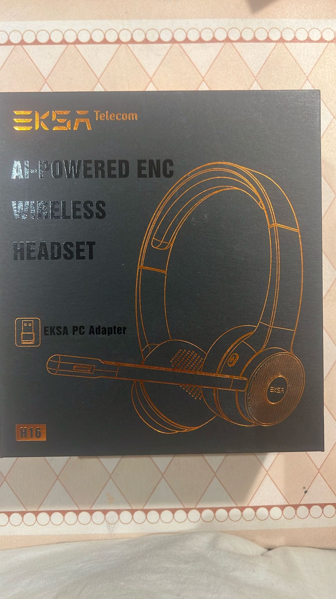 EKSA H16 Wireless Headset with AI Noise Cancelling Microphone, Bluetooth V5.2 Headphones with 2.4G USB Dongle & Mic Mute, 55Hours Playtime for Compute