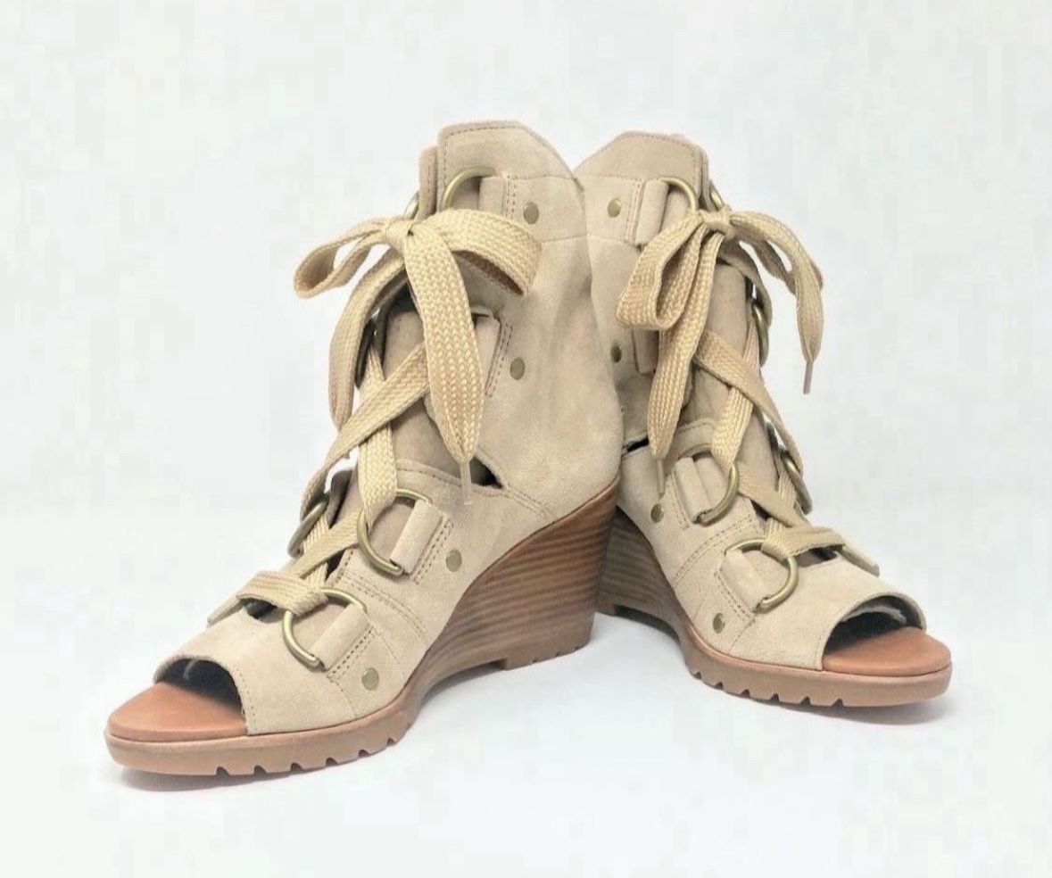 NEW Sorel Lace Up Suede Sandal Ankle Boot Size 9.5