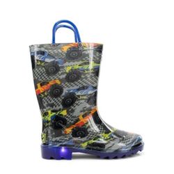 Western Chief Kids Light-Up Waterproof Rain Boot, Drag Race, 5 US Unisex Toddler