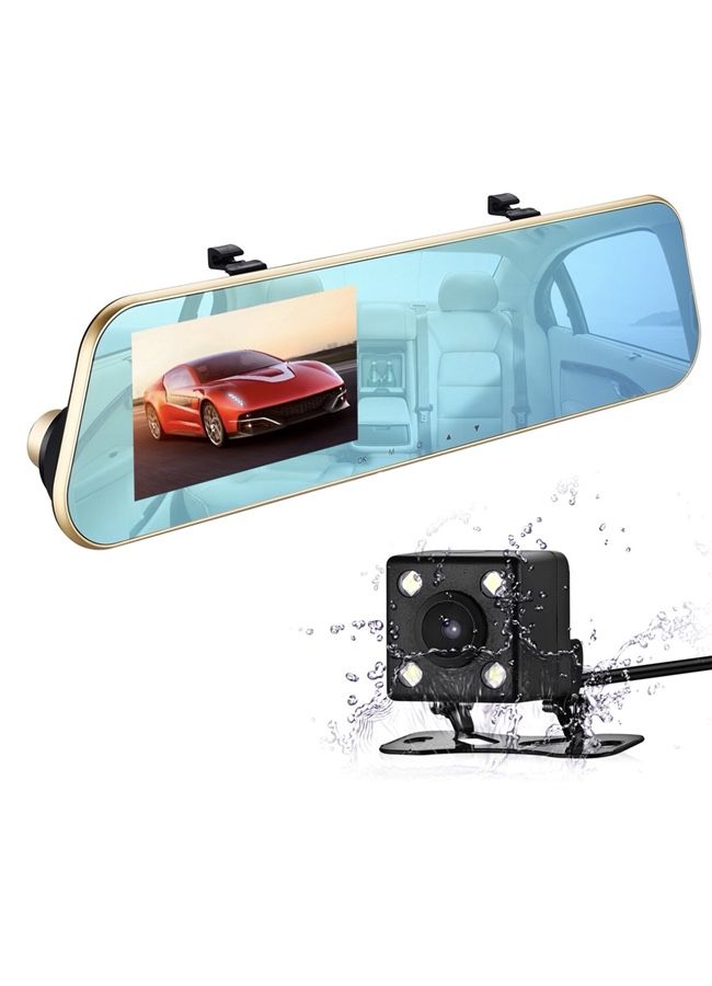 isYoung 720P HD Car Video Recorder Mirror Dash Cam Rearview Mirror Cam with Front and Back Camera, G-Sensor, Loop Recording, 140 Degrees