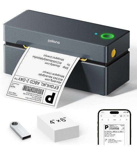 Bluetooth Thermal Shipping Label Printer, Wireless 4x6 Shipping Label Printer for Small Business, Support iOS, Android, Windows, Mac. Compatible with