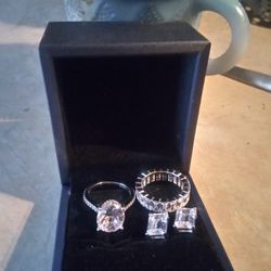 Sterling Silver Italo Wedding Ring Set With Free Earrings