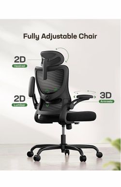 Marsail Ergonomic Office Chair: Office Desk Chair with High Back Mesh and Adjustable Lumbar Support Rolling Work Swivel Task Chairs with Wheel 3D Armr