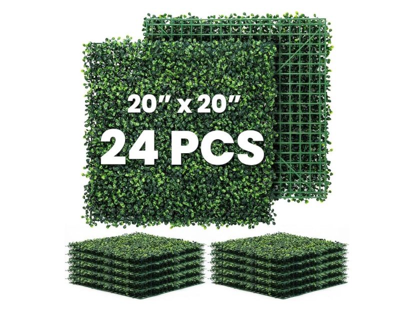 Ticanros 20x20” 24pk Artificial Boxwood Hedge Plant Wall