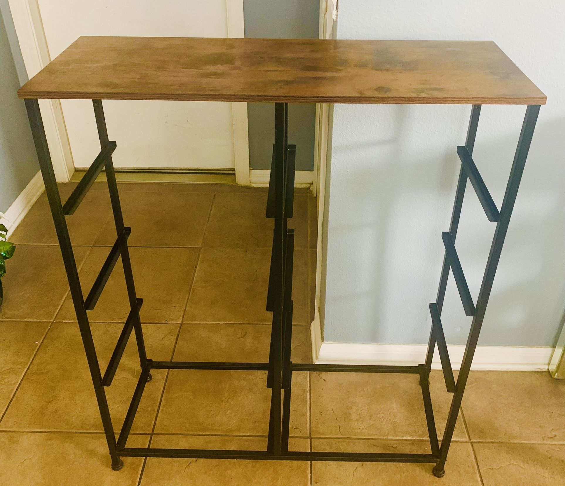 slim wood entryway console table