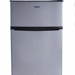 Galanz 3.1 Cu Ft Mini Fridge with Freezer – Stainless Steel, Energy Star, Two-Door Compact Refrigerator