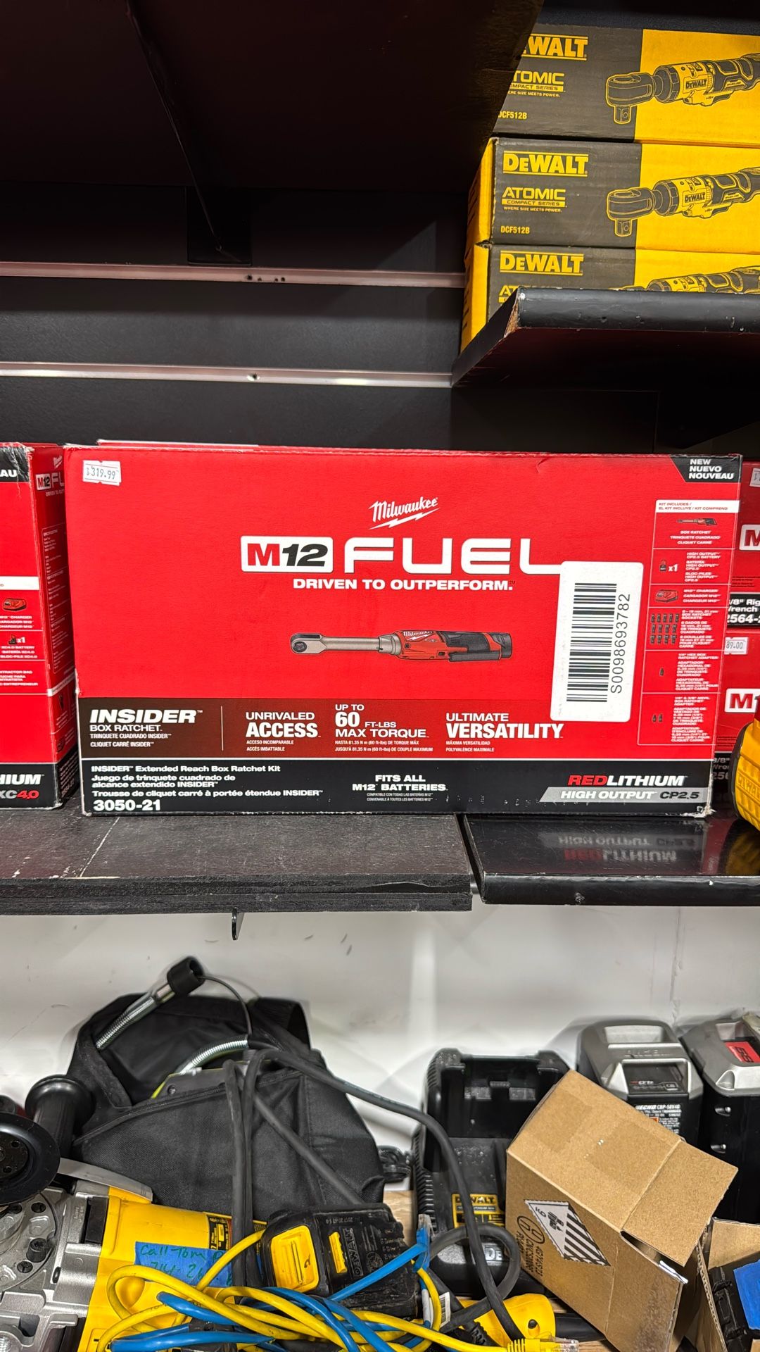 Milwaukee M12 FUEL INSIDER 12V Lithium-Ion Brushless Cordless 1/4 in. - 3/8 in. Extended Reach Box Ratchet Kit w/ Battery, Charger
