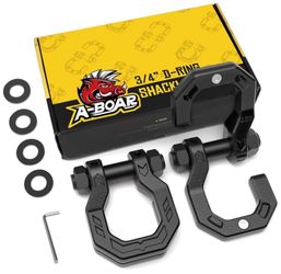 A-BOARD-Ring Separate Shackles, 2Pack, 3/4" D-Ring Shackles 7/8" Pin, 57320lbs Breaking Strength, Heavy Duty Forged Steel, D-Ring Towing Winch Shackle