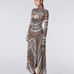 NWT Missoni Long Sleeve Zigzag Dress in Pink and Gray