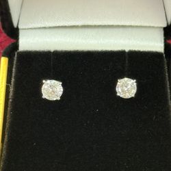 White Gold Round Diamond Earrings .90ct