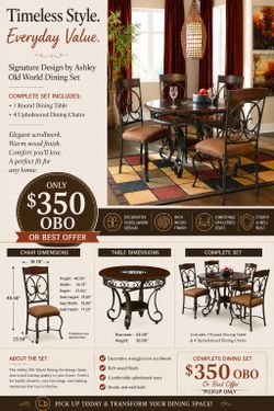 Ashley Glambrey Dining Set – Table + 4 Chairs – $350 OBO